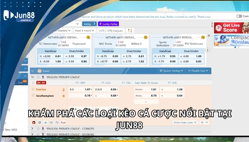 Khám phá các loại kèo cá cược nổi bật tại Jun88